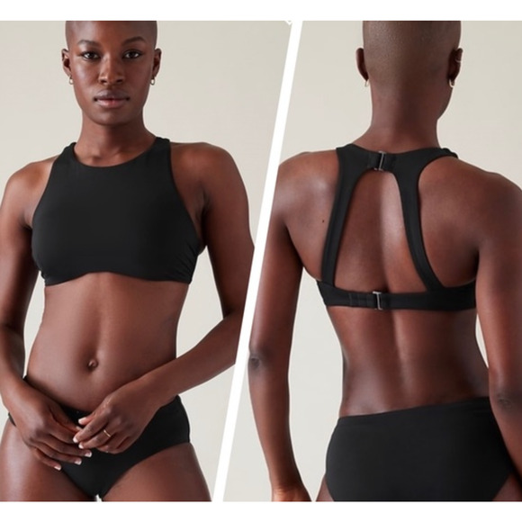 NWT Athleta 34 B/C Black Maldives Bra Cup Bikini Top Removable Pads Bra - Picture 5 of 7